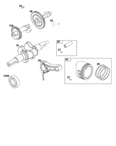 Crankshaft Group Diagram and Parts List for 25T232-0088-H5 200000 - 399999 Briggs and Stratton Engine